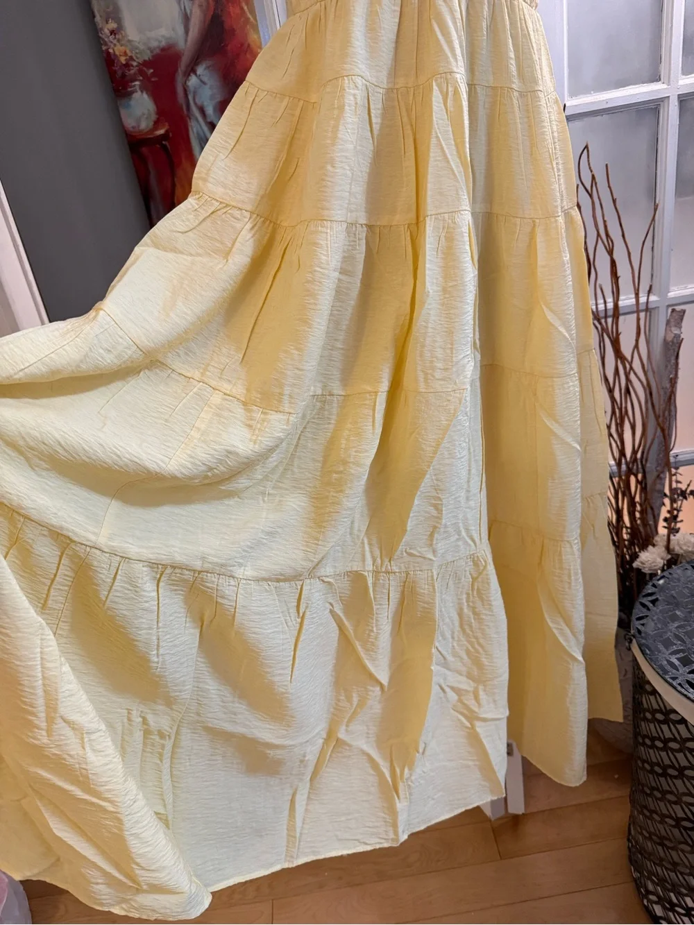 ✨NWT Viral Abercrombie Yellow Tiered Maxi Dress XS✨